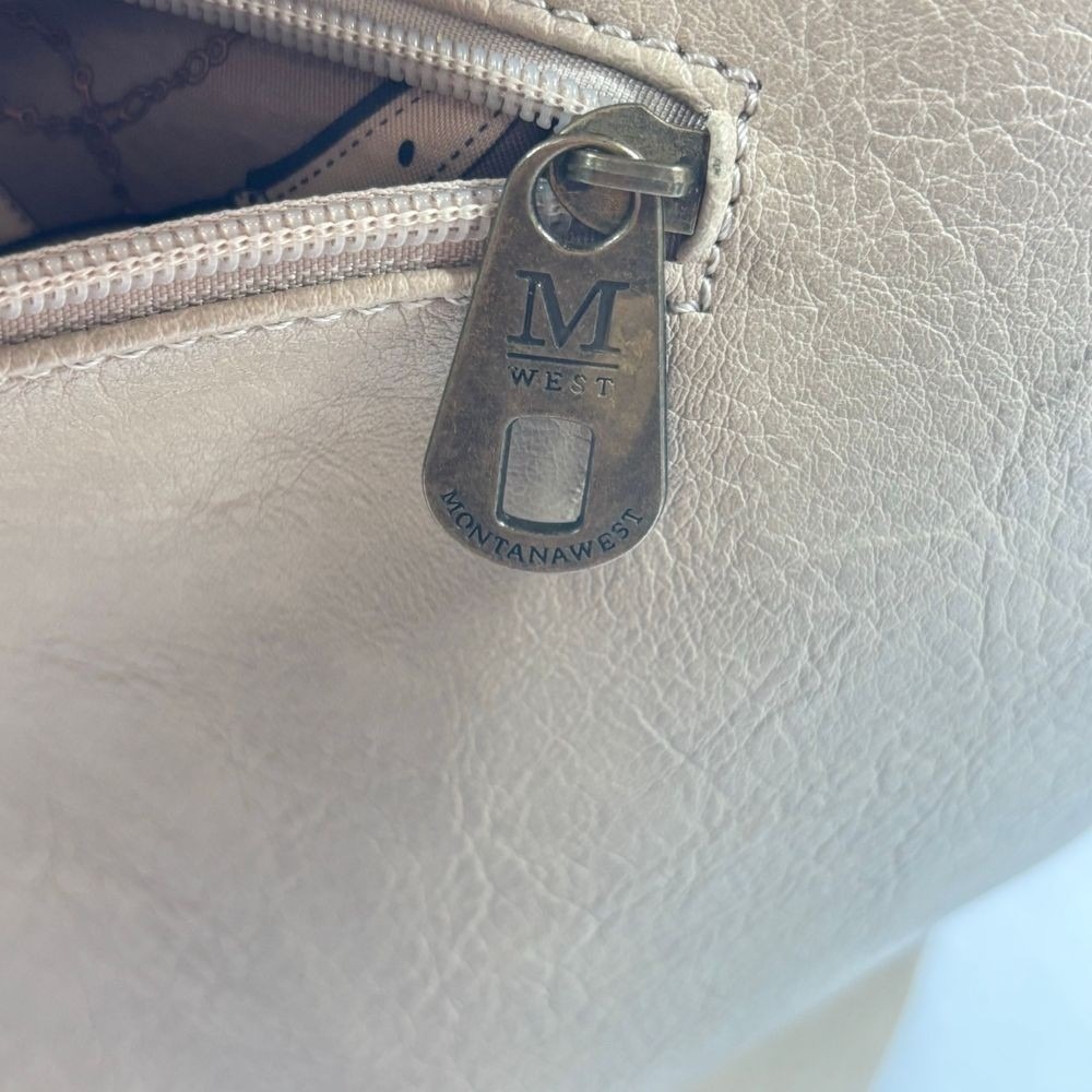 Montana West Slouchy Purse Bag Medium Leather Brown Beige Equestrian Western - Picture 13 of 13